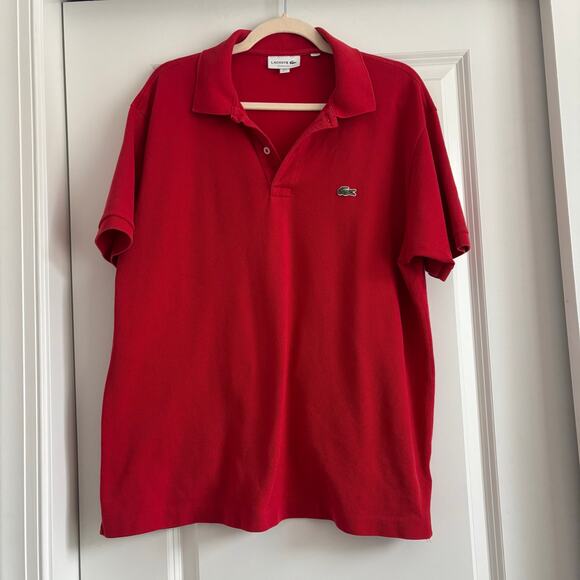 Lacoste Classic Fit Short Sleeve Polo Shirt Preppy Gator Logo Red XL - Picture 1 of 13